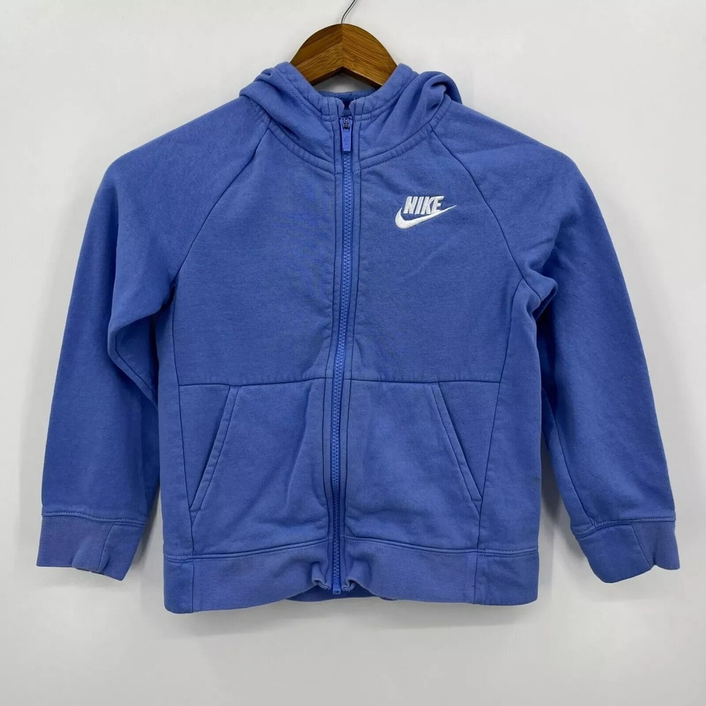 Nike Kids Standard Fit Full Zip Fleece Hoodie Cornflower Blue Size Small S